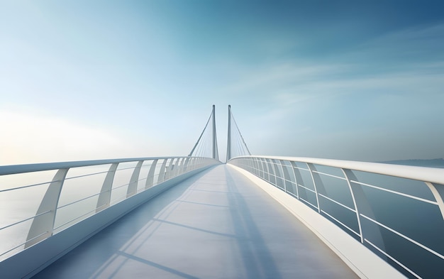 A bridge with a blue sky and clouds