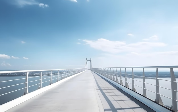 A bridge with a blue sky and clouds