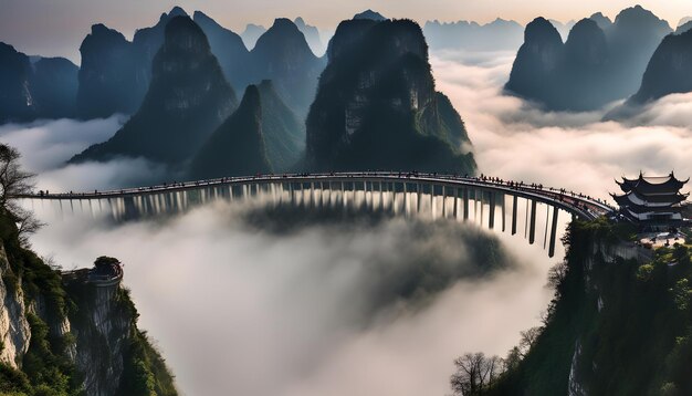 Photo a bridge with a bridge in the background