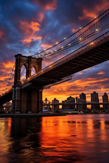 a bridge with a bridge and the sun behind it