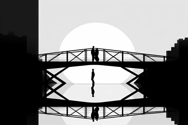 Photo a bridge with a couple standing on it