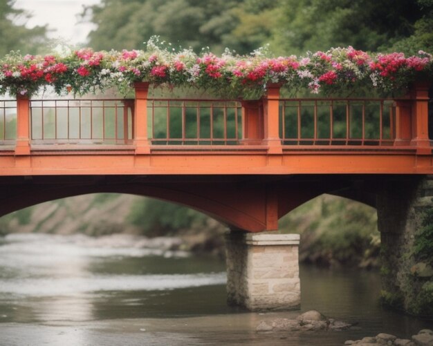 a bridge with flowers on it and a bridge with a flower box on it