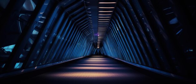 A bridge with lights on and a blue background