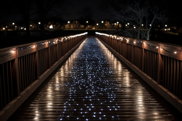 a bridge with lights on it at night