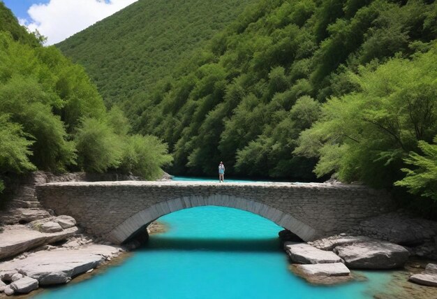 a bridge with a river running under it HD 8K wallpaper Stock Photographic Image