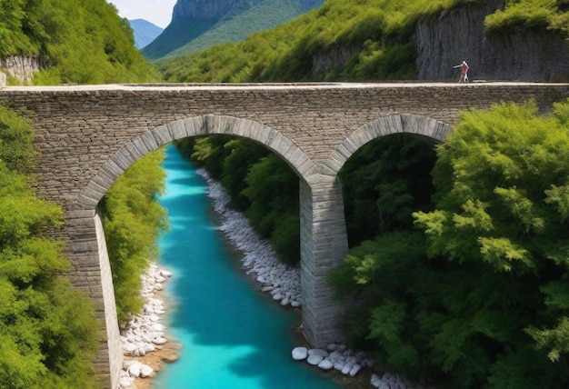 a bridge with a river running under it HD 8K wallpaper Stock Photographic Image