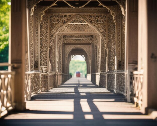 a bridge with a shadow of a person on it