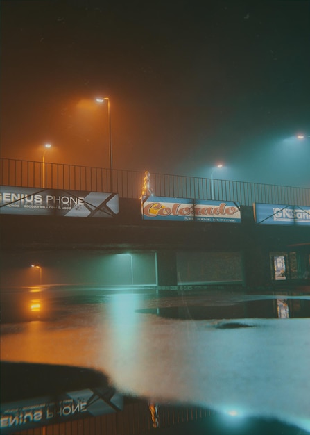 A bridge with a sign that says'cine phone'on it