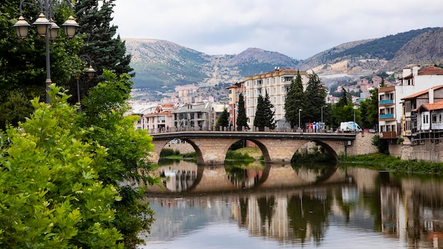 A bridge over Yesilirmak which gives life to Amasya and the houses along the waterfront around it