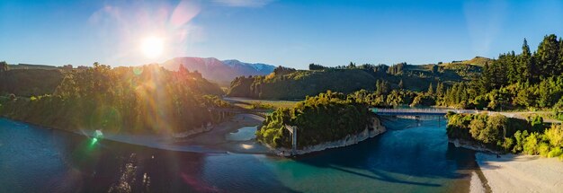 Foto ponti sul fiume rakaia rakaia gorge isola del sud della nuova zelanda