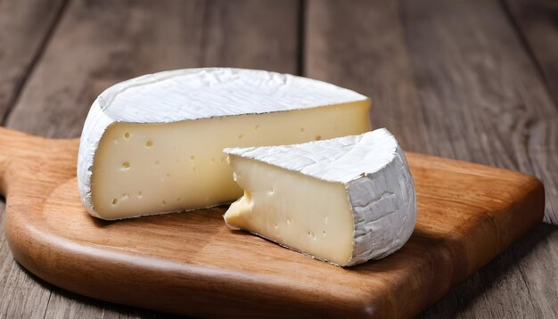 Photo brie cheese on wooden background