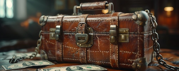 Briefcase Handcuffed To A Wrist Full Background