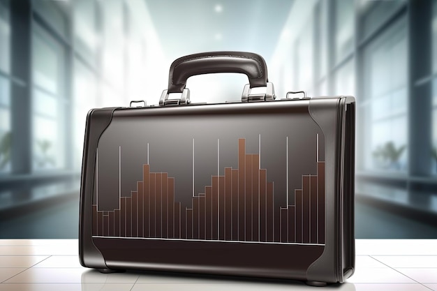 Photo briefcase illustration with bar chart business and stock exchange concep generative ai