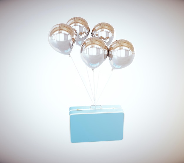 Briefcase with silver balloons