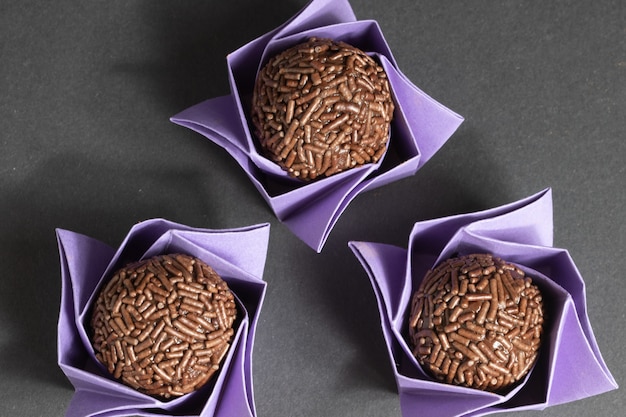 Brigadeiro (brigadiers). Typical Brazilian sweet.