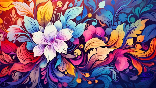 Photo bright abstract floral patterns symbolize nature imagination