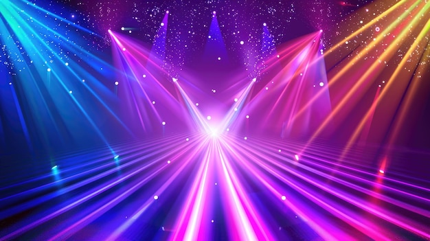 Bright abstract light explosion with stars on a colorful background