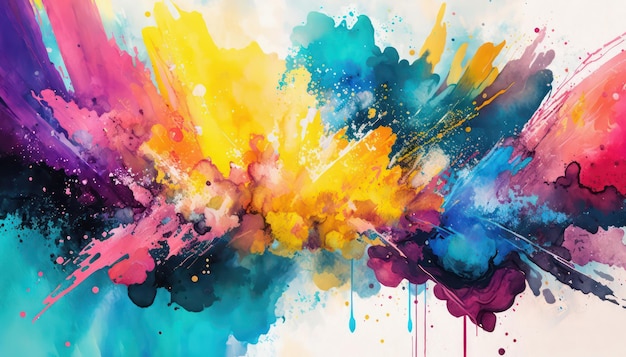 Bright abstract watercolor background Colored chaotic paint splatter Rainbow watercolor wallpaper