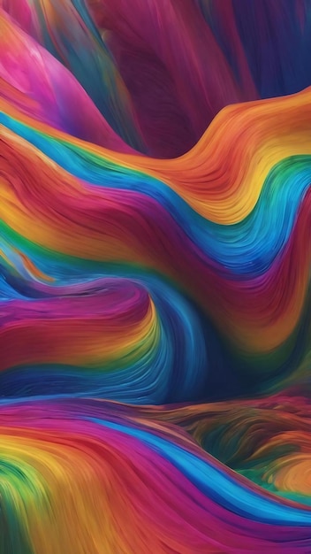 Bright abstract waves of rainbow celebration flow smoothly generated by ai