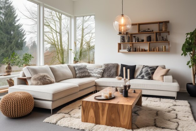 Bright and Airy Scandinavian Living Room With Large Windows