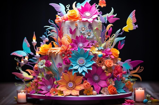 사진 밝고 아름다운 생일 케이크 스트라바간자