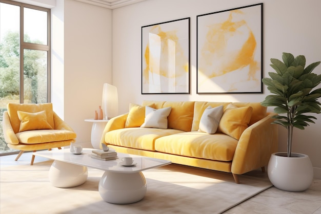 Фото Яркий и красочный дизайн гостиной с стильной мебелью и ярким декором