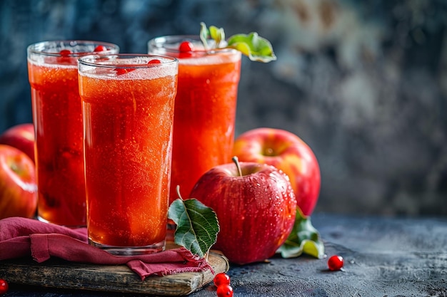 Bright Apple Juice on a Dark Background