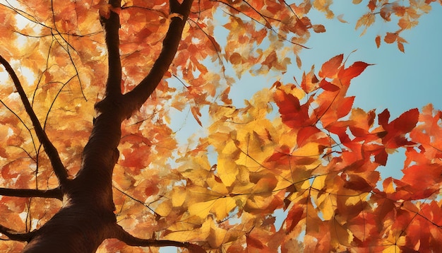 Bright autumn leaves of trees