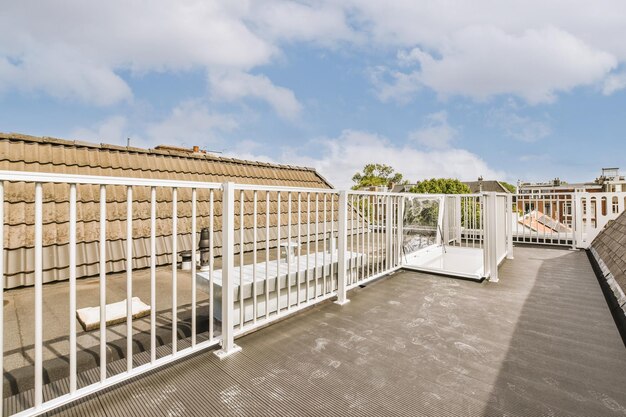 Bright balcony with door