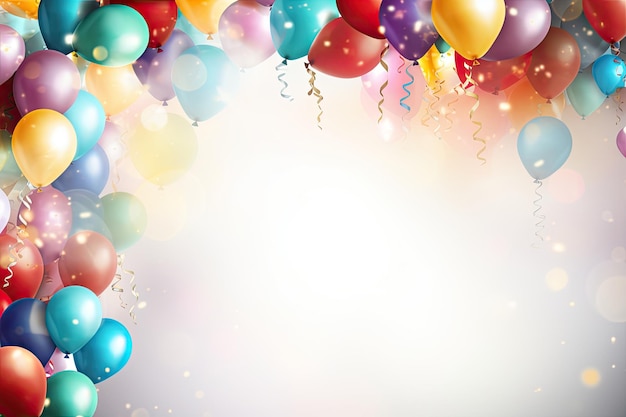 Photo bright balloons on color background space for text celebration time