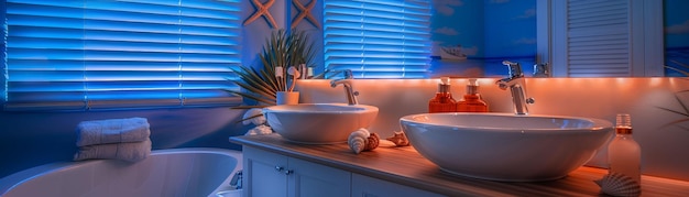 Bright beachthemed bathroom seashell accents and ocean hues coastal charm