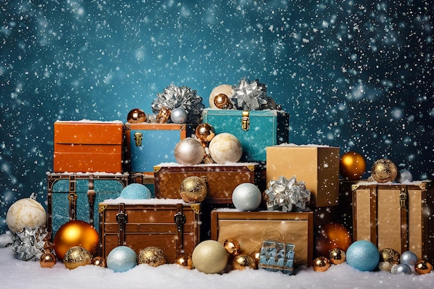 Яркие и красивые новогодние подарочные коробки
