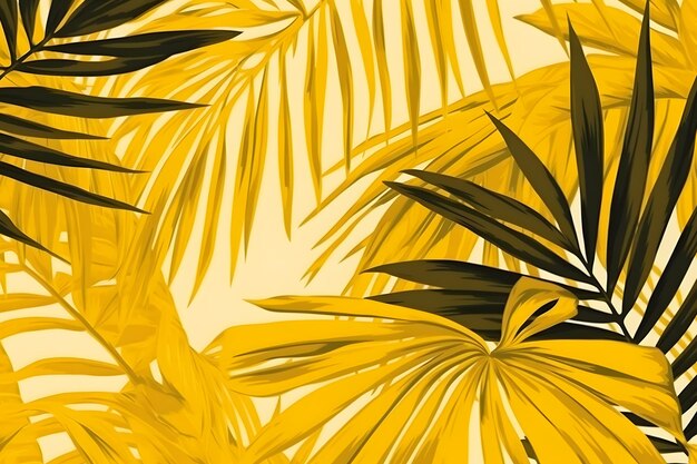 Photo bright beautiful summer background with tropical leaves neural network ai generated