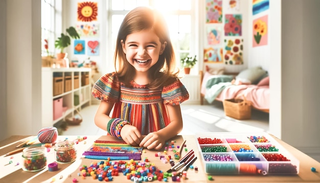 Bright beginnings a yearolds joy in bead bracelet making