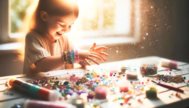 Bright beginnings a yearolds joy in bead bracelet making