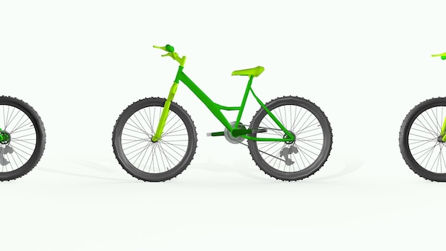 明るい自転車、無限の自転車交通。 3Dレンダリング。