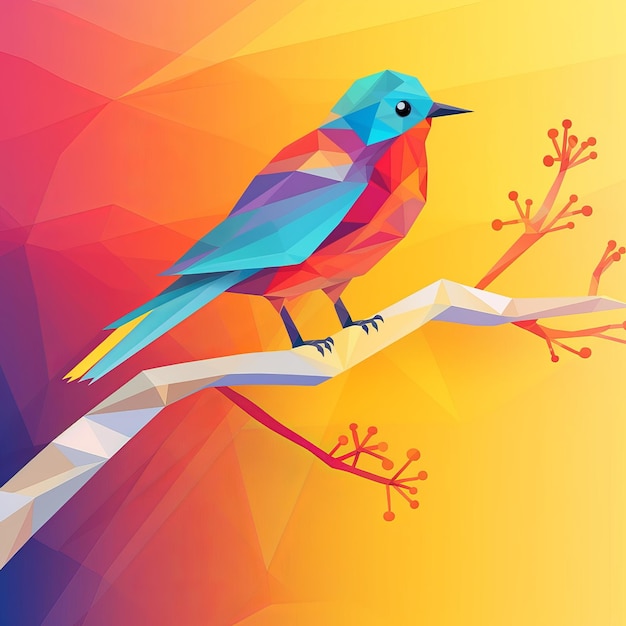 Bright bird on a branch Generative AI