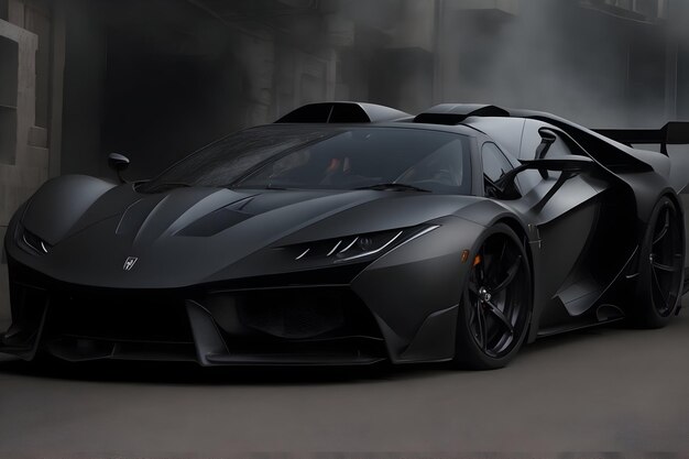 A bright black super car with a sleek design generated by ai