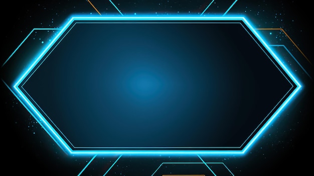 bright blue glowing spaceframe with a blue space surrounds a square space for text