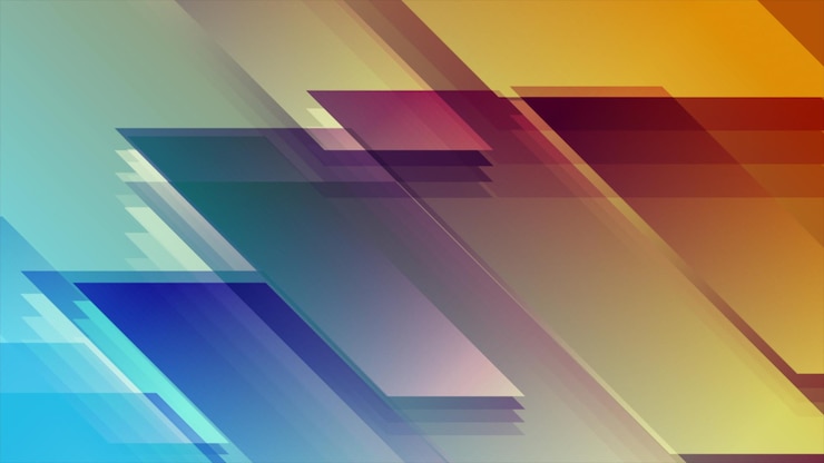 Photo bright blue orange shiny geometric tech abstract background
