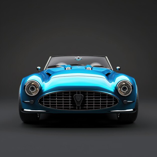 Bright blue powerful car on a dark gray background AI generative