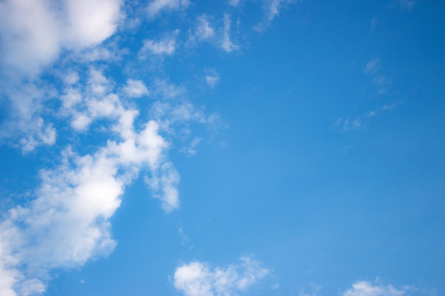 Bright blue sky during the day with white clouds.