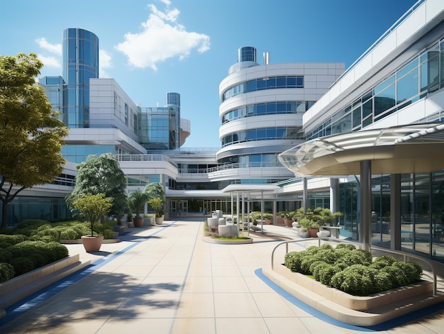 Bright blue and white colors hospital photo