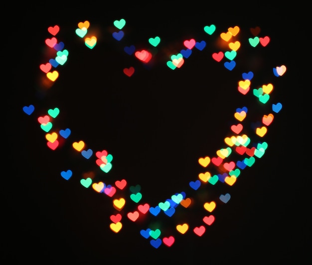 Bright bokeh lights in heart-shape