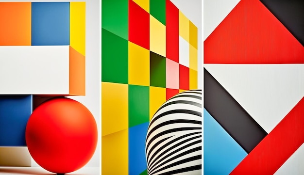 Foto bright and bold wallpaper geometric art concept (concept artistico geometrico brillante e audace)