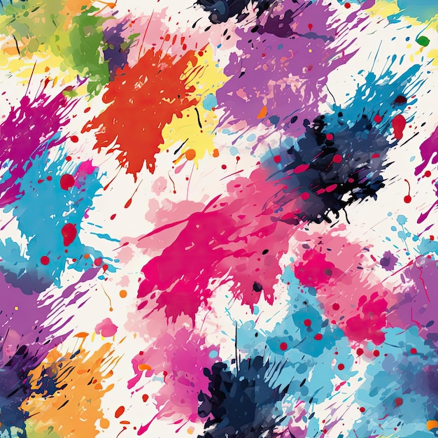 Bright and bold watercolor paint spots seamless pattern tiled