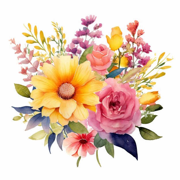 Bright bouquet clipart Watercolor summer floral