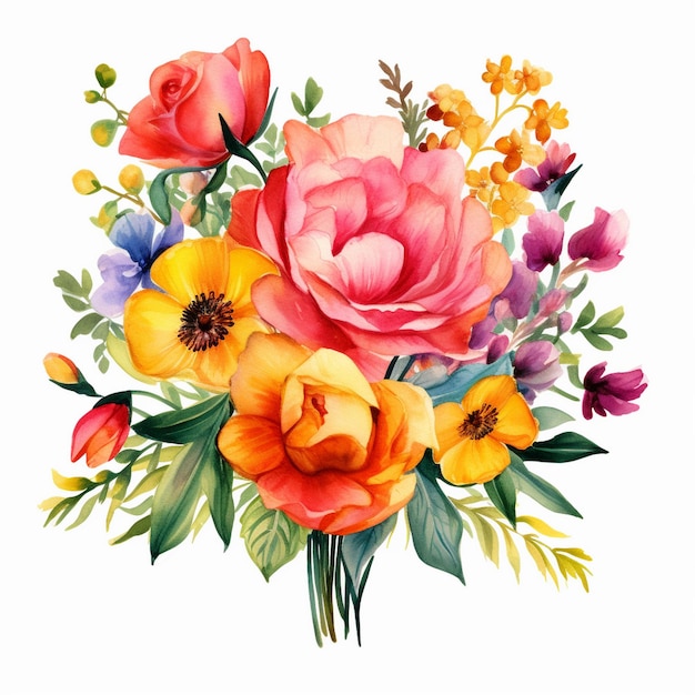 Bright bouquet clipart Watercolor summer floral