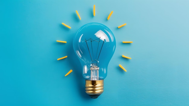 Bright Bulb Creative Idea Blue Background Enhances Innovative Design