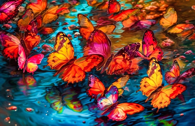 Bright butterflies with colors on them